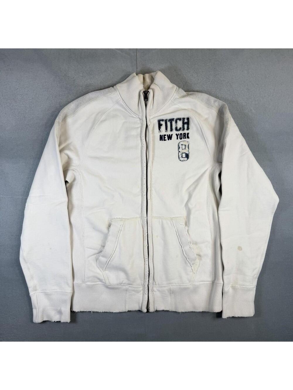 VTG Y2K Abercrombie & Fitch Muscle Track Jacket Mens XXL White Full Zip Logo